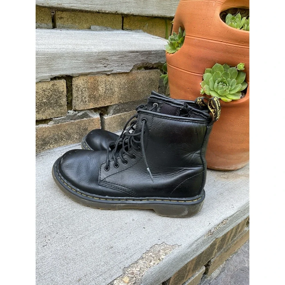Dr. Martens Junior 1460 Boots Softy T Lace-Up Combat Black Leather Youth Size 3